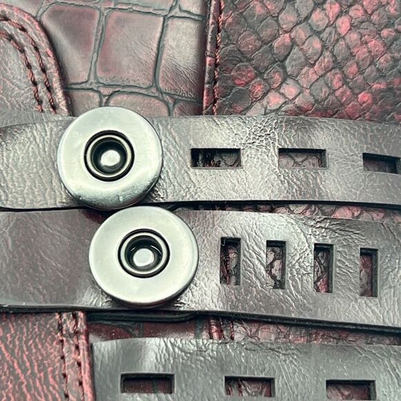 Marco Tozzi Boots Women's 37 US 6.5 Strappy Side Zipper Burgundy Ankle Boots - Picture 10 of 13